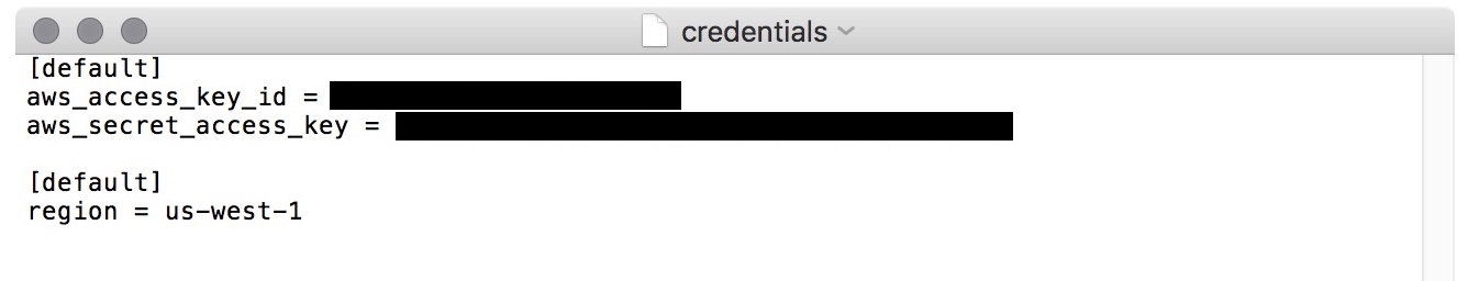 Figure 1 - AWS Credentials File